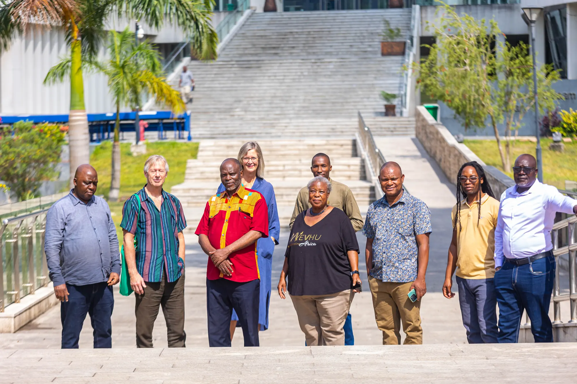 Delegates of PAWS 2025 gathered on the steps of the University of Dar es Salaam Library